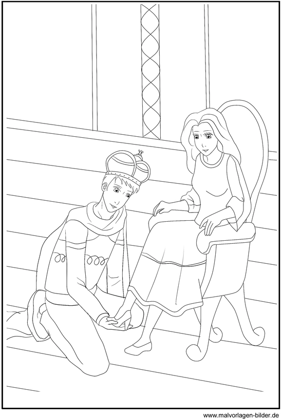 malvorlage-prinz-und-prinzessin-im-maerchen