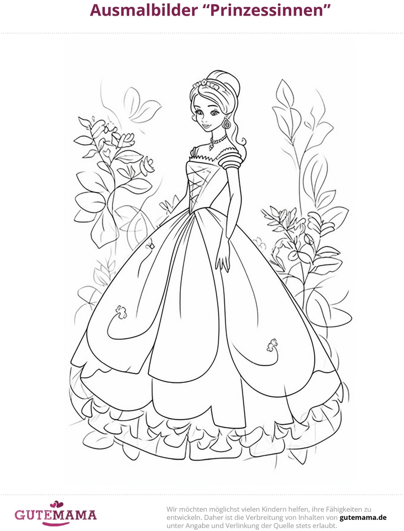 malvorlage-prinzessin-blumen-und-schmetterlinge