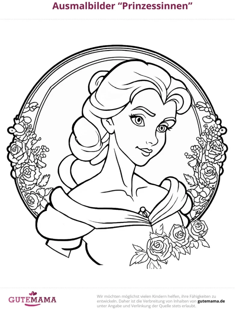 malvorlage-prinzessin-blumenrahmen