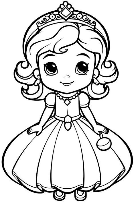 malvorlage-prinzessin-diadem-und-kleid