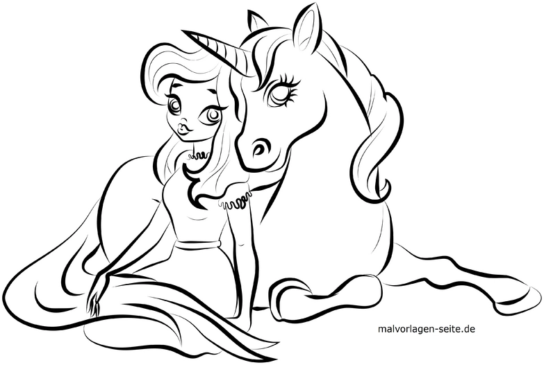 malvorlage-prinzessin-einhorn-ausmalen
