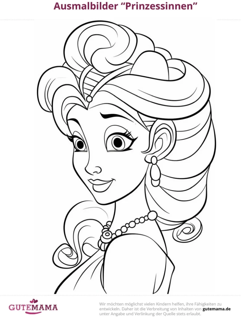 malvorlage-prinzessin-elegantes-haar-und-schmuck