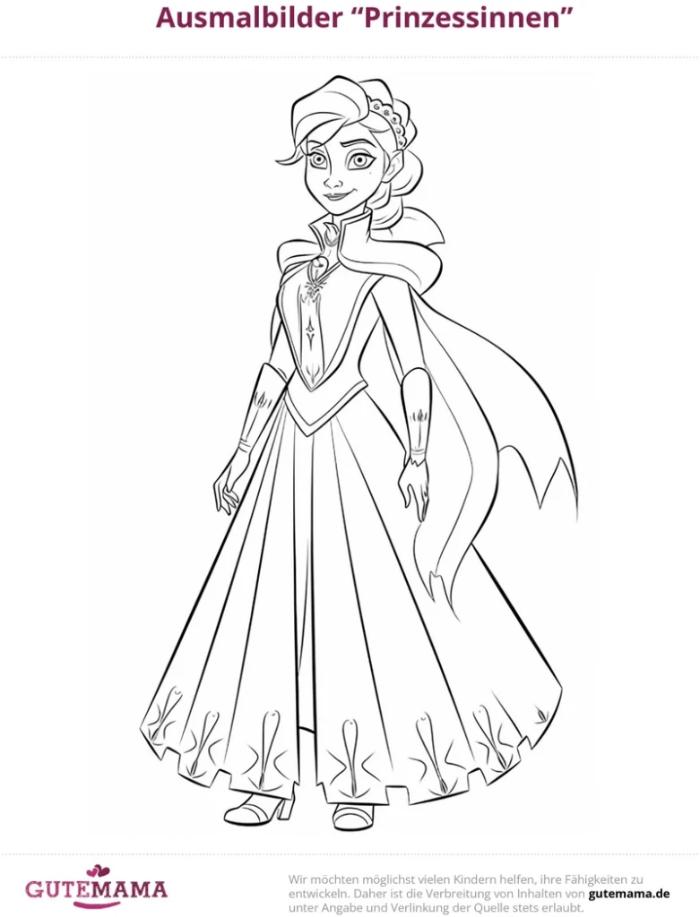 malvorlage-prinzessin-elegantes-kleid-und-details