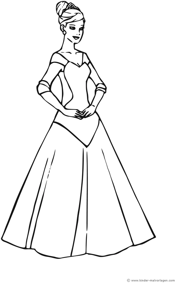 malvorlage-prinzessin-elegantes-kleid