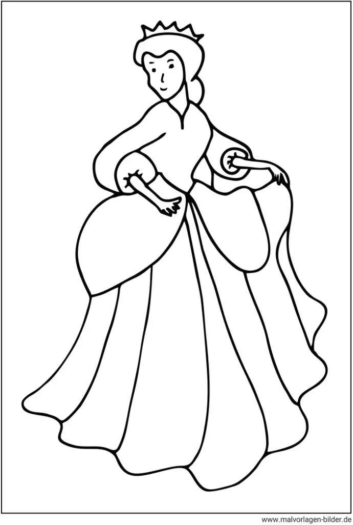 malvorlage-prinzessin-im-eleganten-kleid