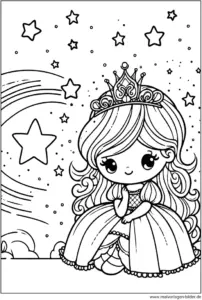 malvorlage-prinzessin-im-sternenhimmel