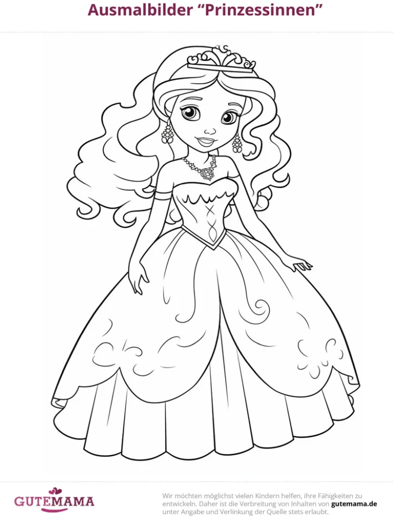 malvorlage-prinzessin-kroeenchen-und-kleid