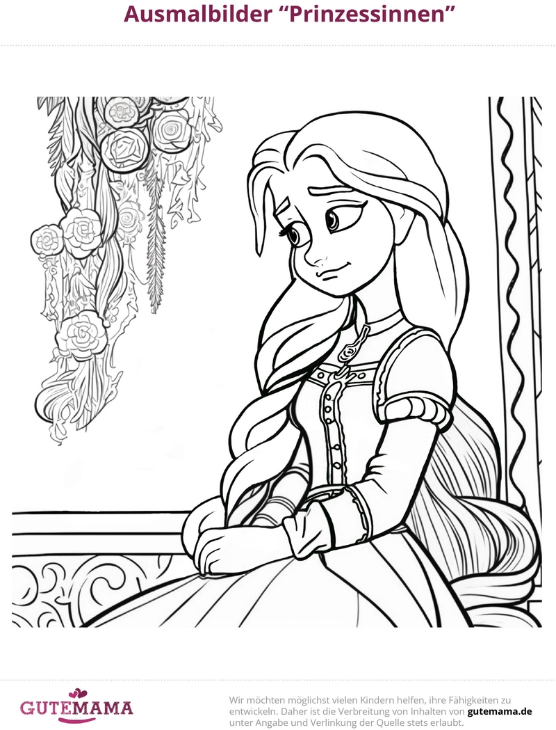 malvorlage-prinzessin-mit-blumen