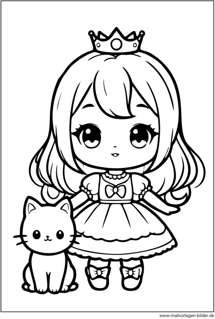 malvorlage-prinzessin-mit-katze