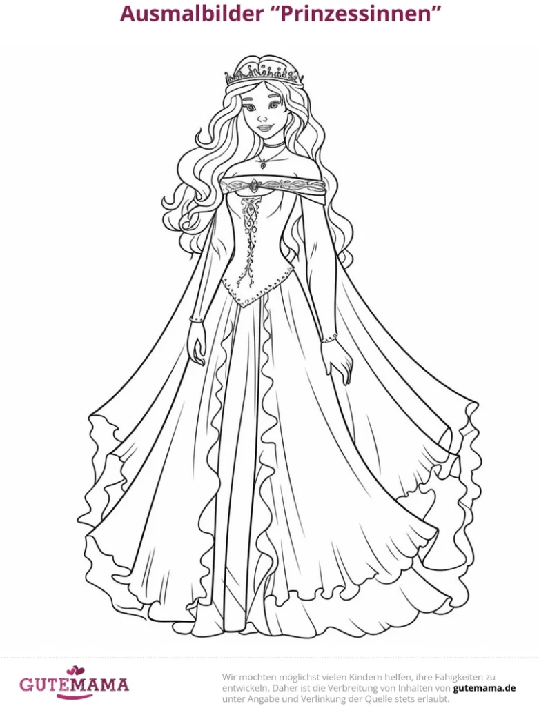 malvorlage-prinzessin-mit-kleid-und-krone