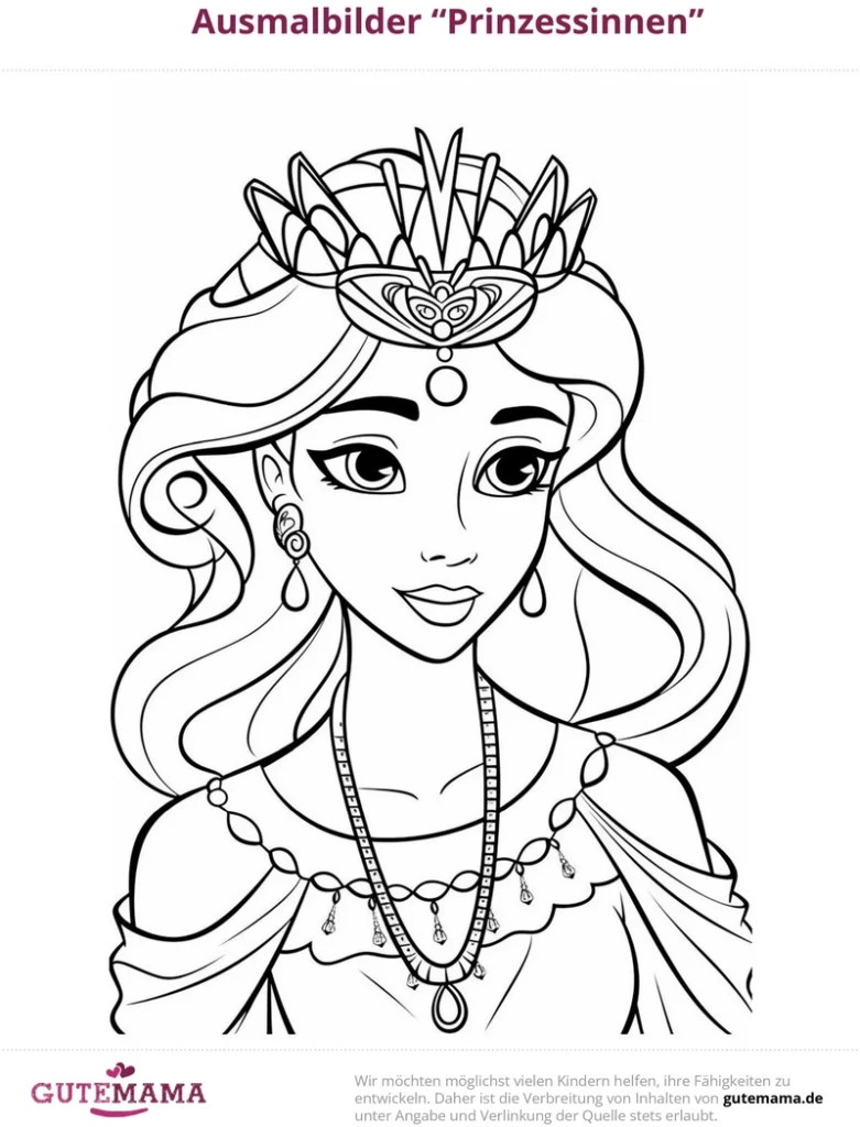malvorlage-prinzessin-mit-krone-und-schmuck