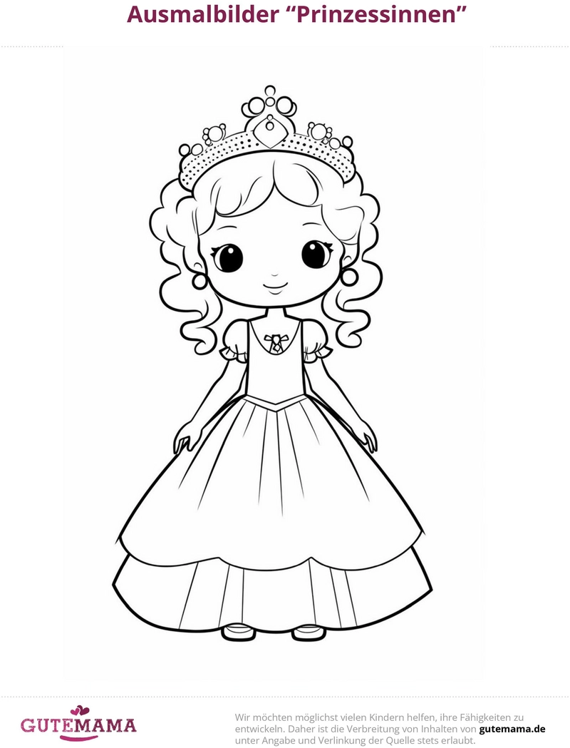 malvorlage-prinzessin-mit-kronen-und-kleid