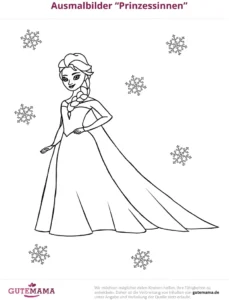 malvorlage-prinzessin-mit-schneeflocken