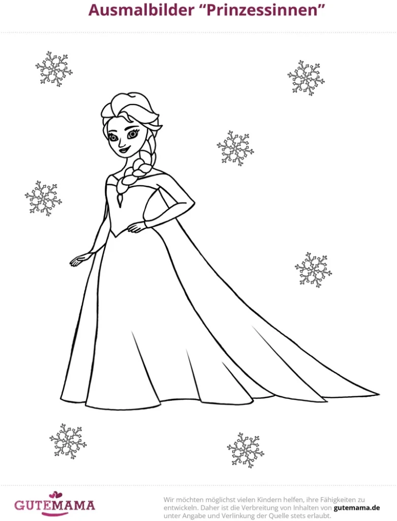 malvorlage-prinzessin-mit-schneeflocken