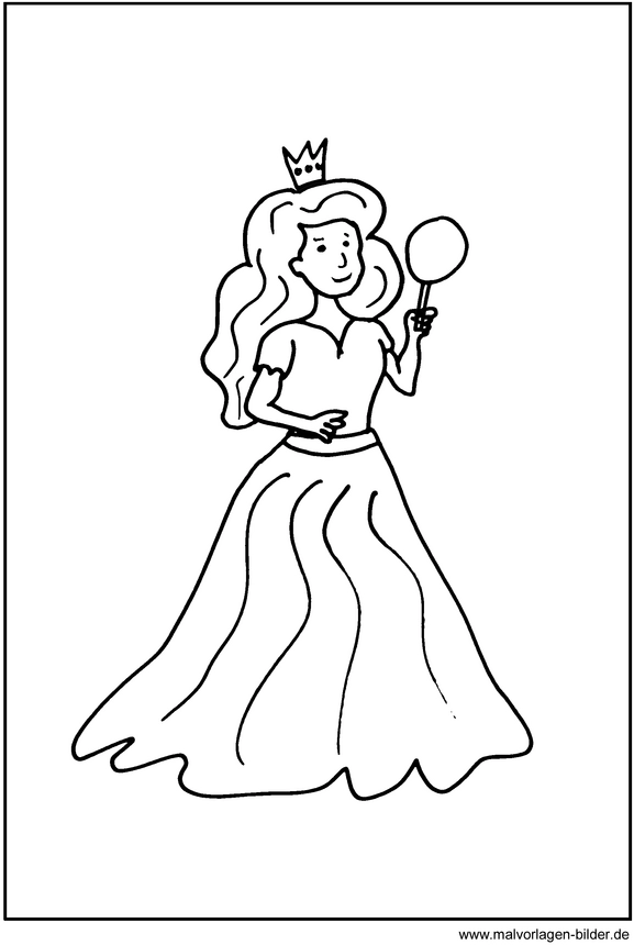 malvorlage-prinzessin-mit-spiegel
