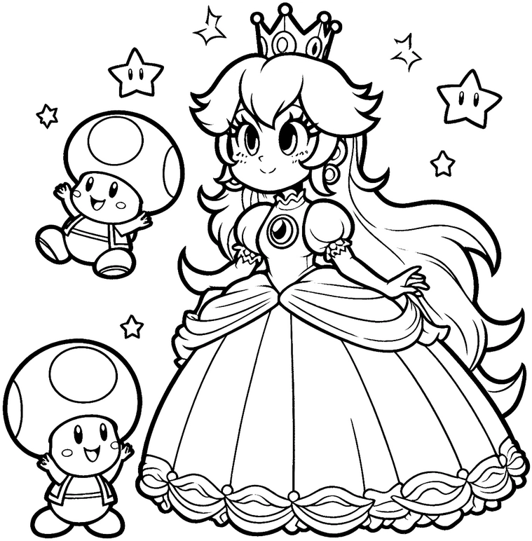 malvorlage-prinzessin-peach-toads-und-sternen