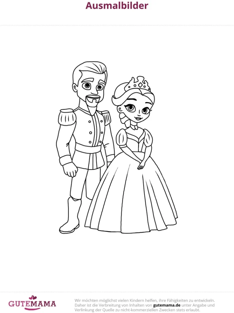malvorlage-prinzessin-und-prinz-in-fantasiewelt
