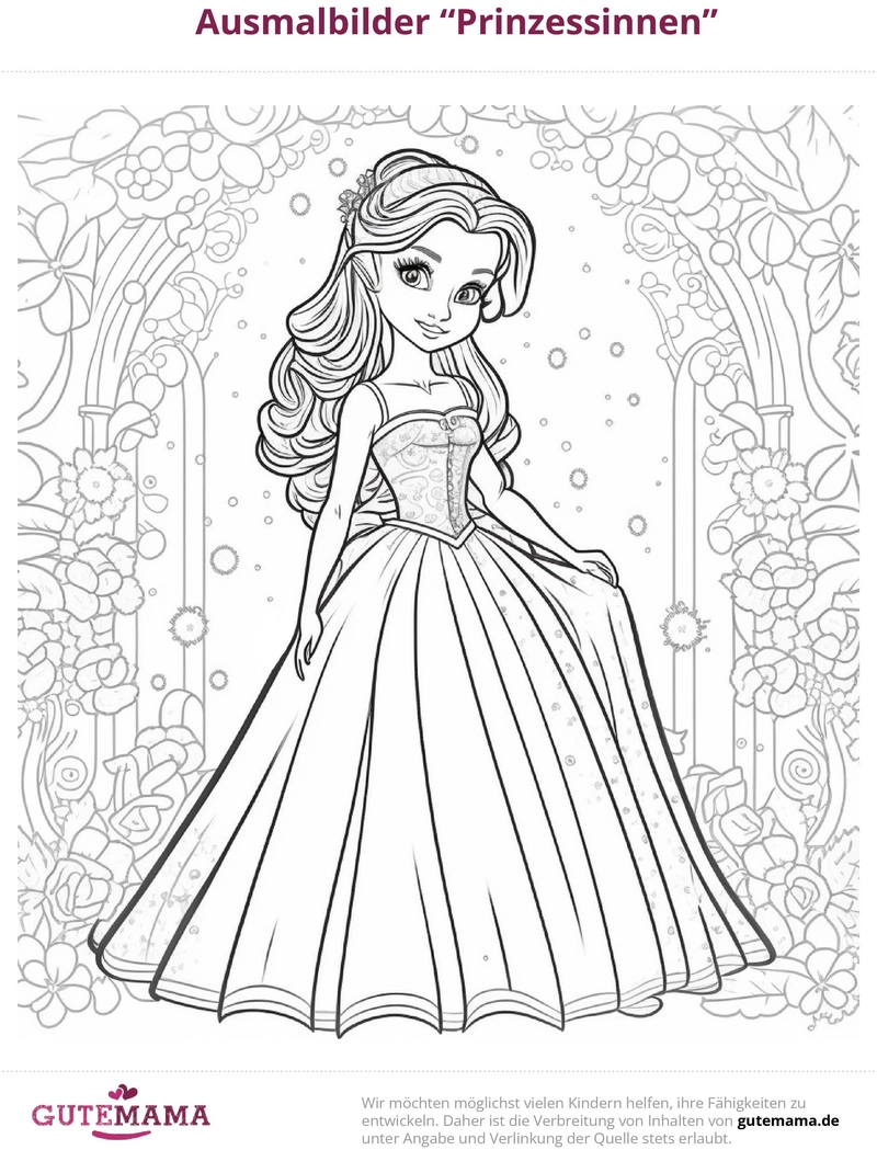 malvorlage-prinzessinnen-bluehender-garten