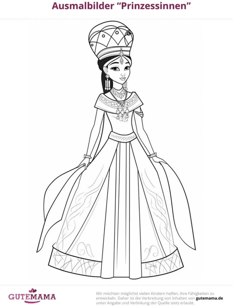 malvorlage-prinzessinnen-elegante-figur-detailreiches-kleid