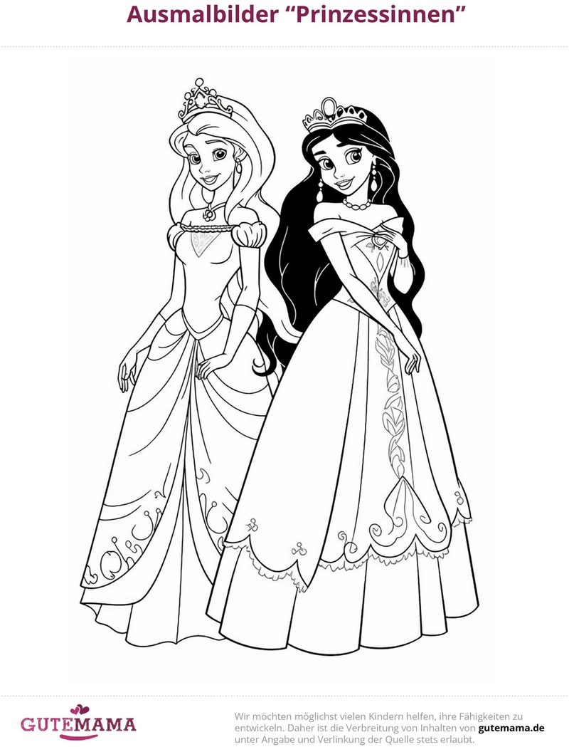 malvorlage-prinzessinnen-mit-kleidern-und-kronen