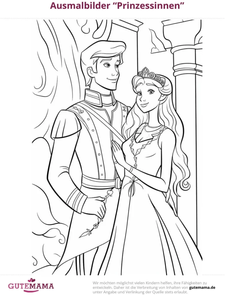 malvorlage-prinzessinnen-mit-maerchenhaften-elementen