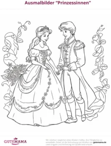 malvorlage-prinzessinnen-mit-romantischem-paar-und-blumen