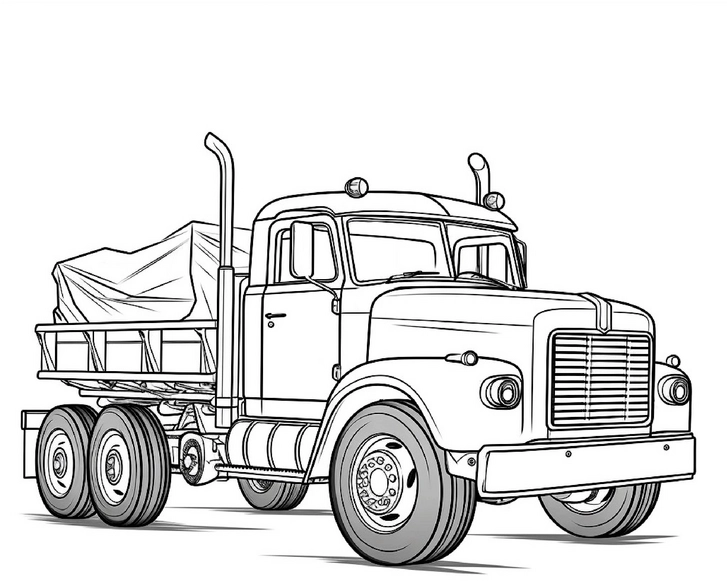 malvorlage-pritschenwagen-fahrzeuge-transport-unterhaltung