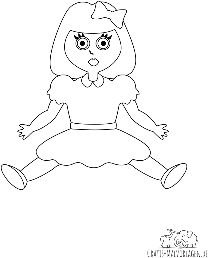 malvorlage-puppe-mit-schleife-und-grossen-augen