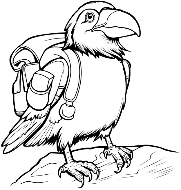 malvorlage-rabe-mit-rucksack