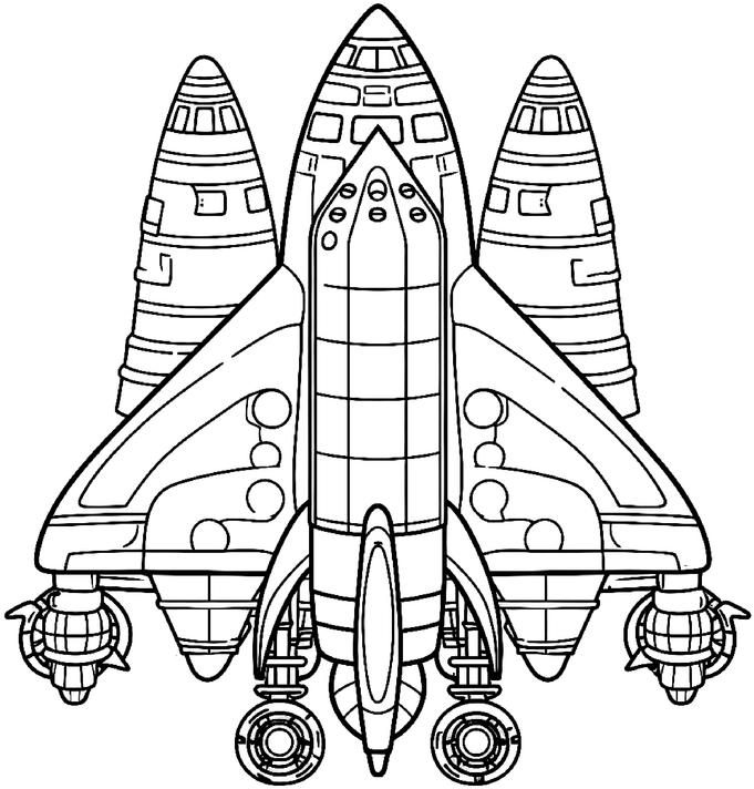 malvorlage-rakete-im-weltall