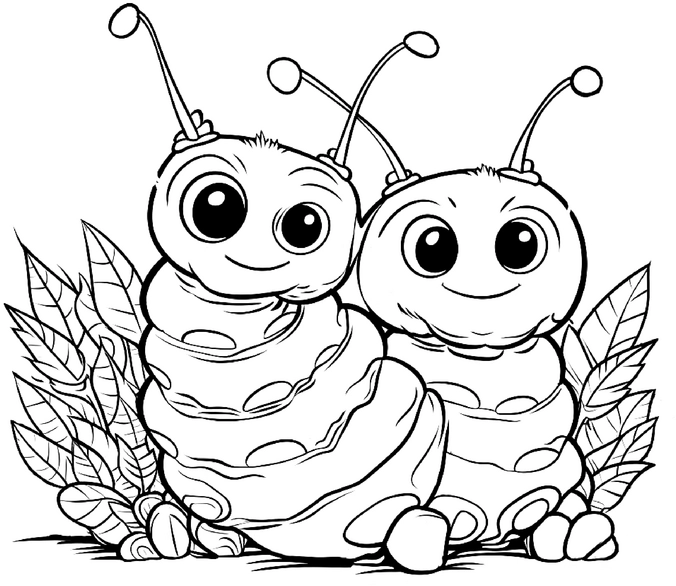 malvorlage-raupen-und-pflanzen