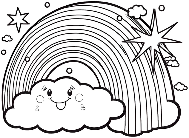 malvorlage-regenbogen-mit-wolke-und-sternen