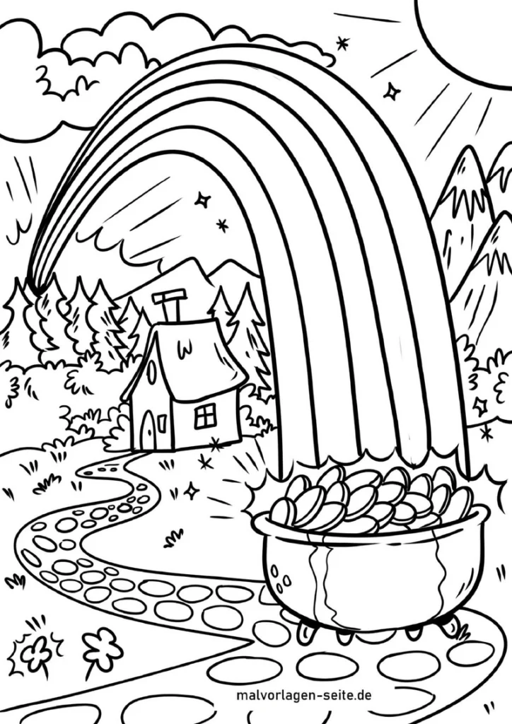 malvorlage-regenbogen-topf-voller-gold