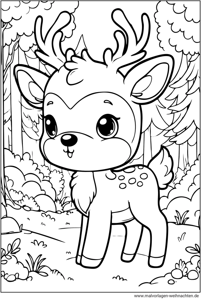 malvorlage-reh-im-wald-fuer-kreative-kinder