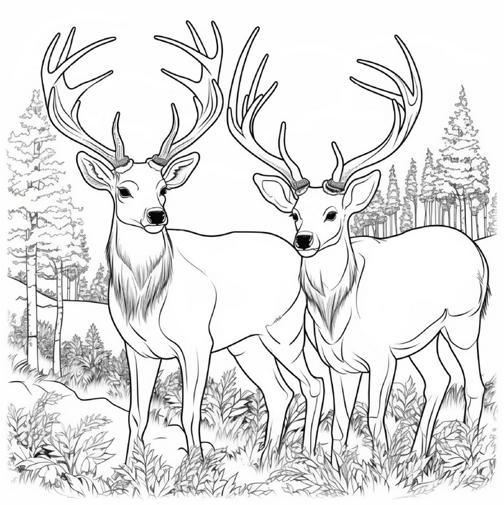 malvorlage-rehe-natur-landschaft