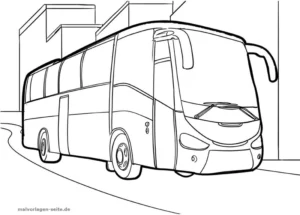 malvorlage-reisebus-in-der-stadt