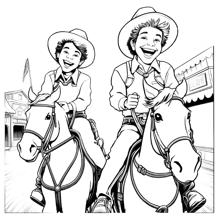 malvorlage-reiten-im-wilder-westen-mit-pferden