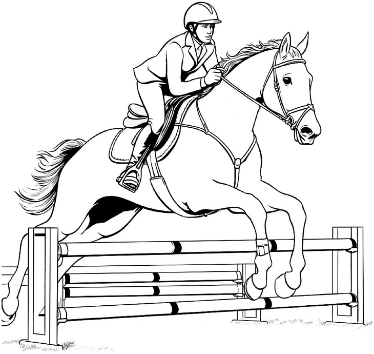 malvorlage-reiter-mit-pferd-beim-springen