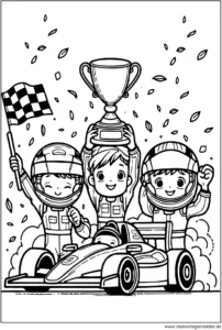 malvorlage-rennfahrer-sieger-mit-pokal