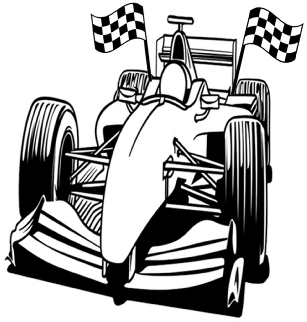 malvorlage-rennwagen-mit-schachbrettflaggen