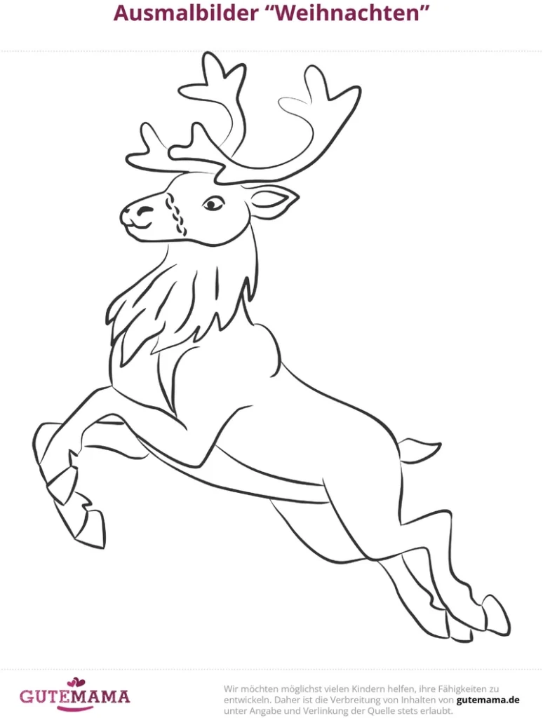 malvorlage-rentier-zu-weihnachten-ausmalen
