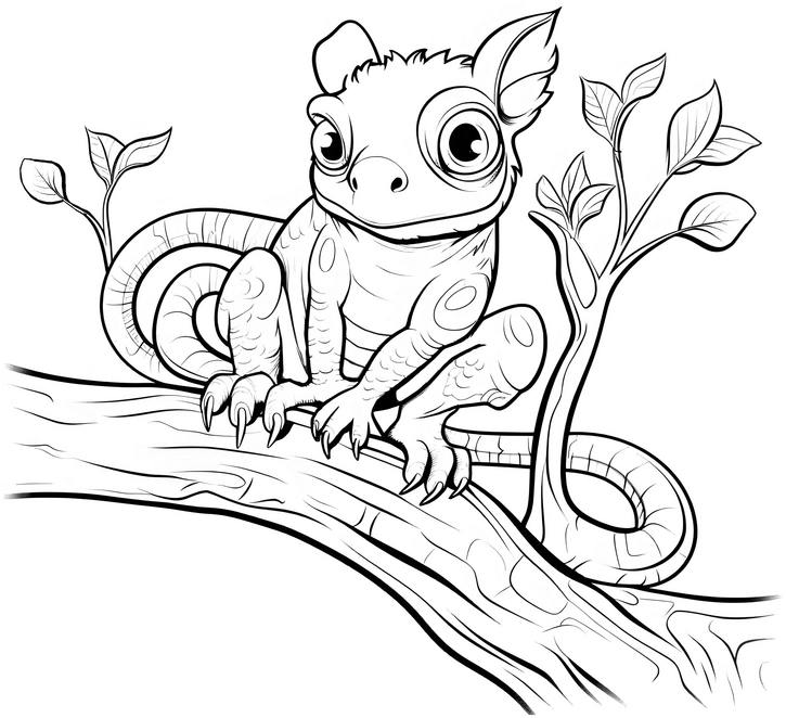 malvorlage-reptil-auf-einem-baum