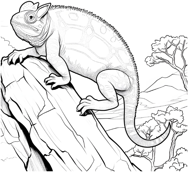 malvorlage-reptil-auf-felsen