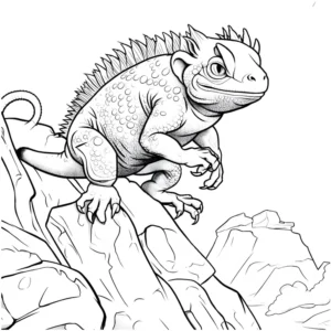 malvorlage-reptil-auf-felsigem-huegel