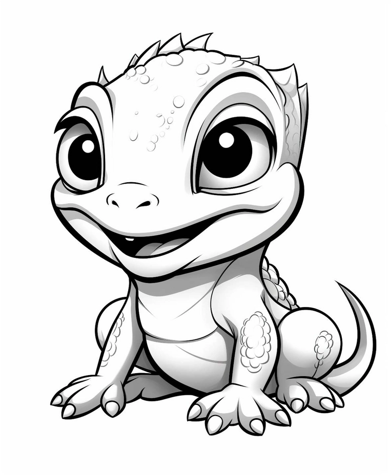 malvorlage-reptil-grosses-laecheln-ausmalbild