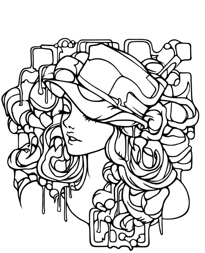 malvorlage-retro-graffiti-mit-stilisierter-figur-und-geometrischen-mustern