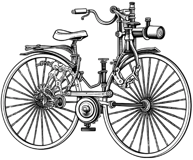 malvorlage-retro-inspiriertes-fahrrad