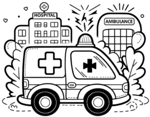 malvorlage-rettungsdienst-rettungswagen-krankenhaus