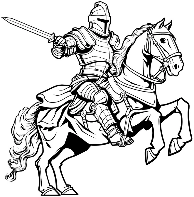 malvorlage-ritter-auf-pferd-im-mittelalter