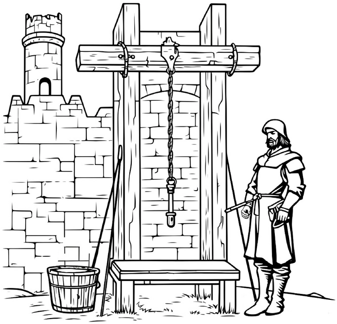 malvorlage-ritter-galgen-im-mittelalter